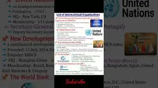 International Organizations & their Headquarters || Part- 1 #shorts #organisation