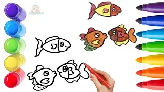 How To Draw cute Fish Drawing, Painting & Coloring For Kids and Toddlers_ Child Art 🐋🌈🎨