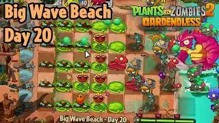 Big Wave Beach - Day 20 [PC] (Hardest difficulty) | Plants vs Zombies 2 Gardendless