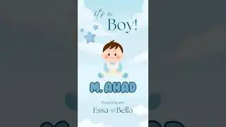 Baby Boy Birth Announcement Card | It&rsquo;s A Boy | Canva