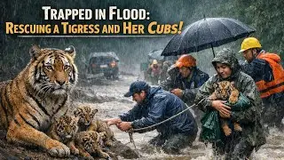 Trapped in Flood: Rescuing a Tigress and Her Cubs!