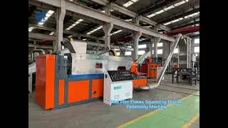 Plastic wet film squeezing drying pelletizing machine