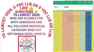 Ts lawcet.WHO ELIGIBLE FOR SPOT ADMISSION&ALL COLLEGES INDIVIDUAL CATEGORY WISE CUT OFF RANKS EXCEL.