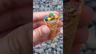 Wispy chocolate fill cone with mini colourful gemes#shorts#gemes#chocolate