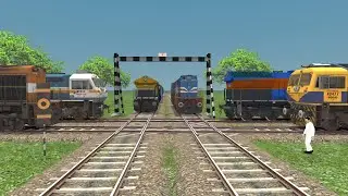 6 TRAINS CROSSING BACK TO BACK AT RAILROAD CROSSING REALISTIC GAMEPLAY- Train Simulator
