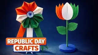2 Different Republic Day Crafts | India Republic Day | Tricolor Craft Ideas | Lotus Stand and Badge 