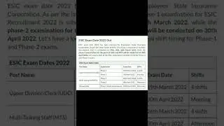 ESIC EXAM Date Out #esic #mts #udc #bankexam