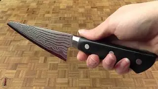 Kumagoro Suminagashi, San Mai Damascus Utility/Boning Knife - Honesuki - 6 1/8 in. (165mm)