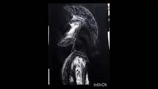 Drawing a abstract expressive female Spartanos 300 in Acrylic and Charcoal. Full Process from Start