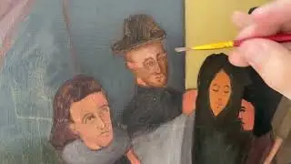 Multi figure street scene composition oil painting // Session 7 / no talking asmr 