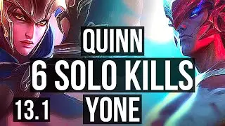 QUINN vs YONE (MID) | 4.2M mastery, 6 solo kills, 700+ games, Legendary | EUW Grandmaster | 13.1