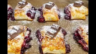 Этот десерт исчезнет в мгновение ока! Слоёное тесто с вишней 🍒