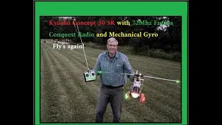 Kyosho SR Nitro Engine powered Helicopter with LIT blades fly's again in a short test flight.