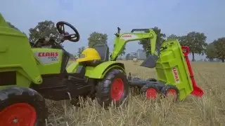 Toy pedal tractor, Claas AXOS 330, with trailer and tools, item 1010WH by Falk Toys