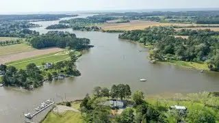 Aerial views of 1 Meadville Drive, Onancock, Virginia