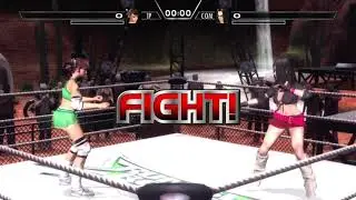 Rumble Rose XX: Aigle vs Benikage submission match gameplay video