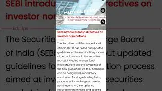 SEBI introduces fresh directives on investor nominations