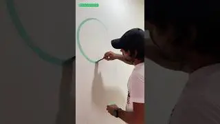 Simple circle painting on wall | boho art on wall | ✍️👨&zwj;🎨⭕️ #shorts #art #painting