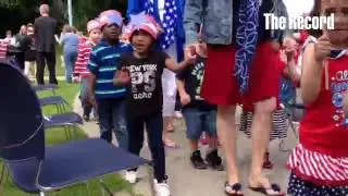 School 14 in Troy celebrates Flag Day with the red white blue day