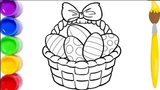 Cute Egg Basket Drawing, Painting for Kids Toddlers | Eggs Drawing Easy | ABCD rhymes song for kids