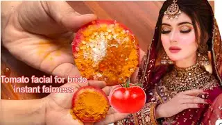 Tomato facial at home for glowing skin/ Bridal facial instant fairness 💯 result at home