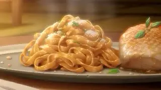 Cozy Anime ASMR Cooking: Butternut Squash Pasta & Roasted Chicken - Recipe in the Description 🍝🍗