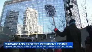 Protesters take aim at Trump despite frigid temperatures in Chicago