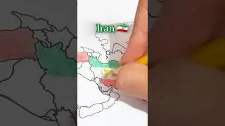 Drawing the Iran 🇮🇷 flag on a world map #history #map #iran #drawing #shorts #viral #love