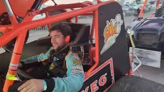 Open wheel showdown lineup pit Lane for hot laps. Bull ring Las Vegas NASCAR track. 11-6-25