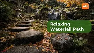 Autumn Waterfall Ambience | Tranquil Japanese Forrest ASMR #asmr