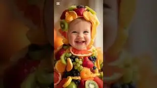 ASMR fruit # Cute baby wearing a fancy , creativity designed dress # colorful slices # refreshing
