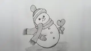 Cute Snowman Drawing | Pencil Sketch Art#snowmandrawing#pencildrawing#cutedrawing#winterdrawing
