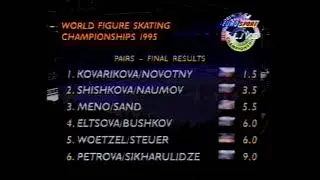 Final Results, Pairs Event - 1995 World Figure Skating Championships