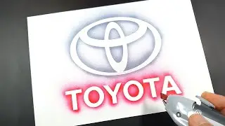 How to draw TOYOTA logo with a stencil | Logo art | Stencil art