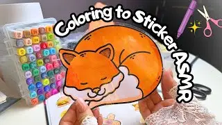 Coloring to Cute Sticker ✂️🦊 | Relaxing ASMR Art Process