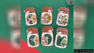 24pcs Christmas Mason Jar Gift Card with Candy Bag Xmas Party Cookie Gift Packaging Bag Kids Favors