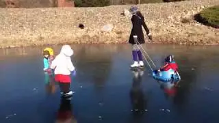 Natural Pond Iceskating with the kids