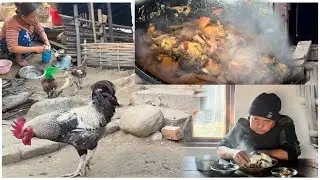 Village style cooking chicken curry || Village life in Nepal 