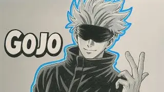 How to draw Gojo Satoru from Jujutsu Kaisen || Easy Anime Drawing || Gojo Drawing tutorial easy step