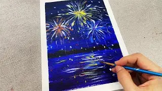How to Paint Fireworks Over Water | Step by Step Guide for Beginners (4k)