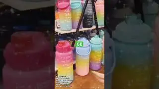 🌈✨ Cutest Rainbow Water Bottle Set Ever! Motivational Water Bottles for Daily Goals💧🎀