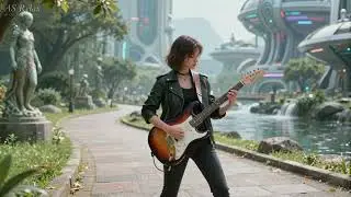 🎸 FUTURE STAR: Girl Shreds Electric Guitar in a Sci-Fi City! (AI Music Video) 🤘