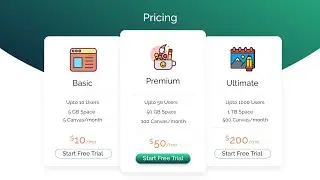 Responsive Pricing Table using HTML, and CSS