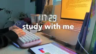 1 hr study with me | no music, real time, typing asmr & thunder