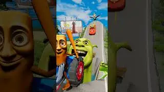 Italian Brainrot & Funny Skebob Cars vs Scary Shrek Trap in BeamNG.drive
