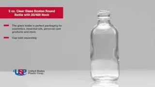 2 OZ. CLEAR GLASS BOSTON ROUND BOTTLE WITH 20/400 NECK | U.S. Plastic Corporation&reg;