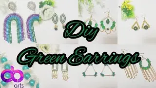 9 DIY Green Earrings #youtubepartner #diy #green #earrings #jewellery #sawanspecial #abarts