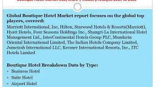 Boutique Hotel Market Size, Share Industry Analysis 2019 to 2025