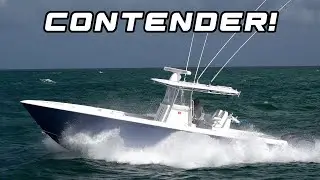 Contender boat going through the Inlet!