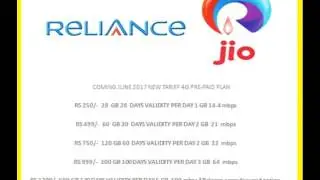 Reliance Jio june 2017 Latest data tariff